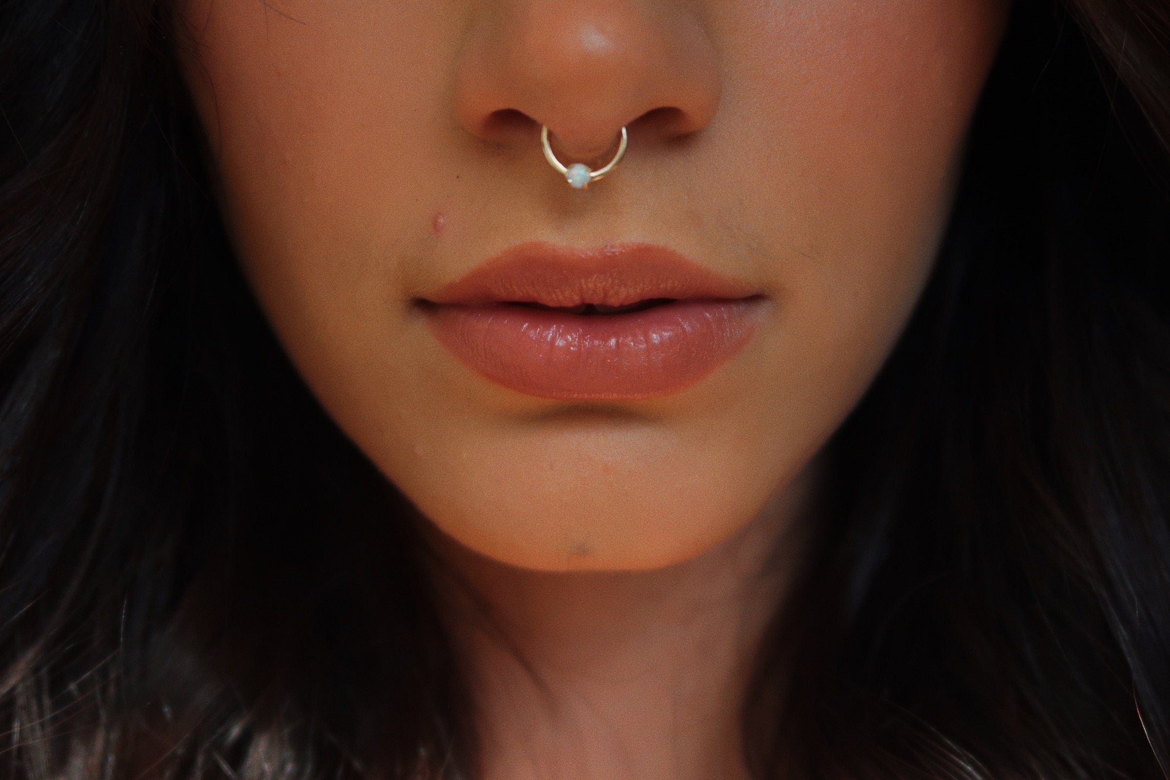 10K Solid Gold Opal Daith Ring - Opal, Yellow gold, Solid gold