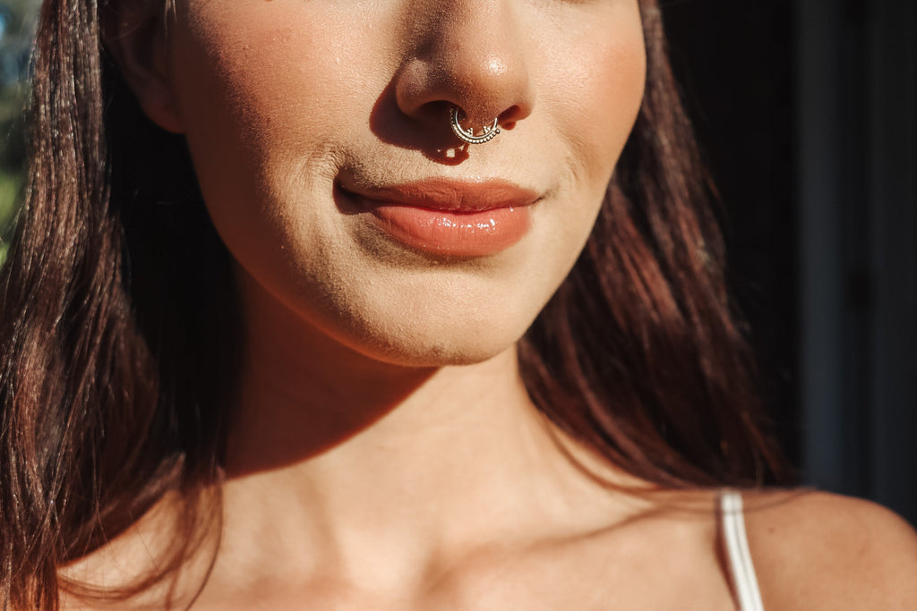 10K Solid Gold Beaded Daith Ring - Yellow gold, Solid gold, 10k
