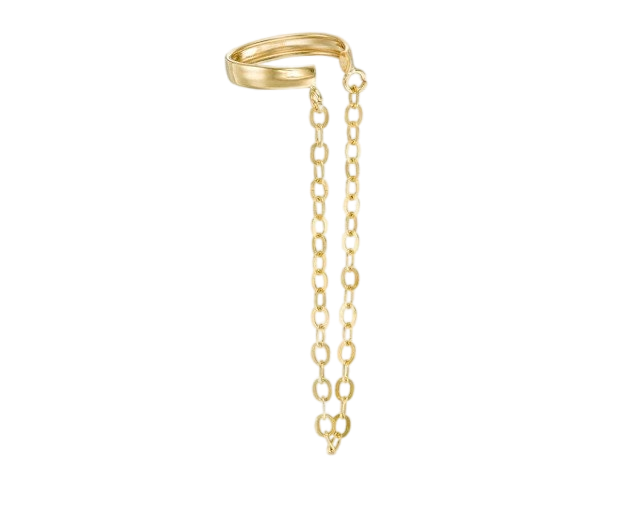 10K Solid Gold Ear Cuff With Chain