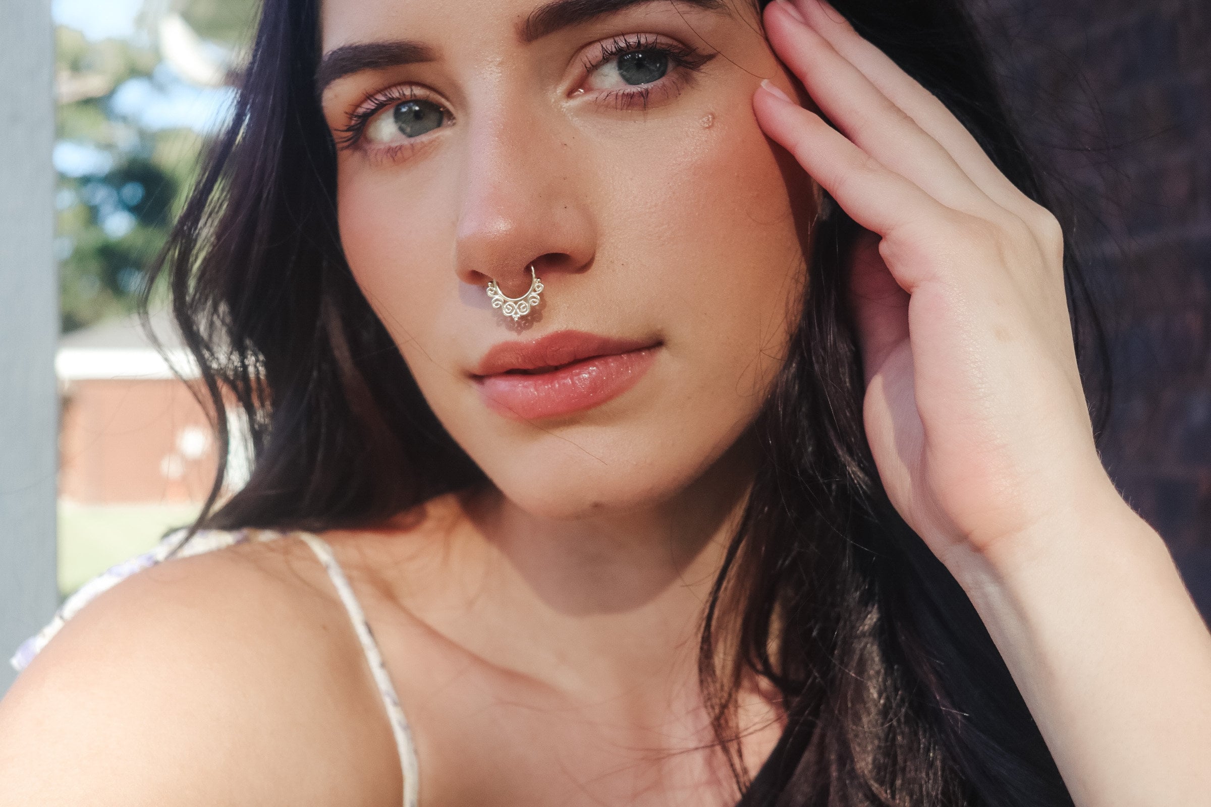 10K Solid Gold Ornate Septum Ring - Yellow gold, Solid gold, 10k