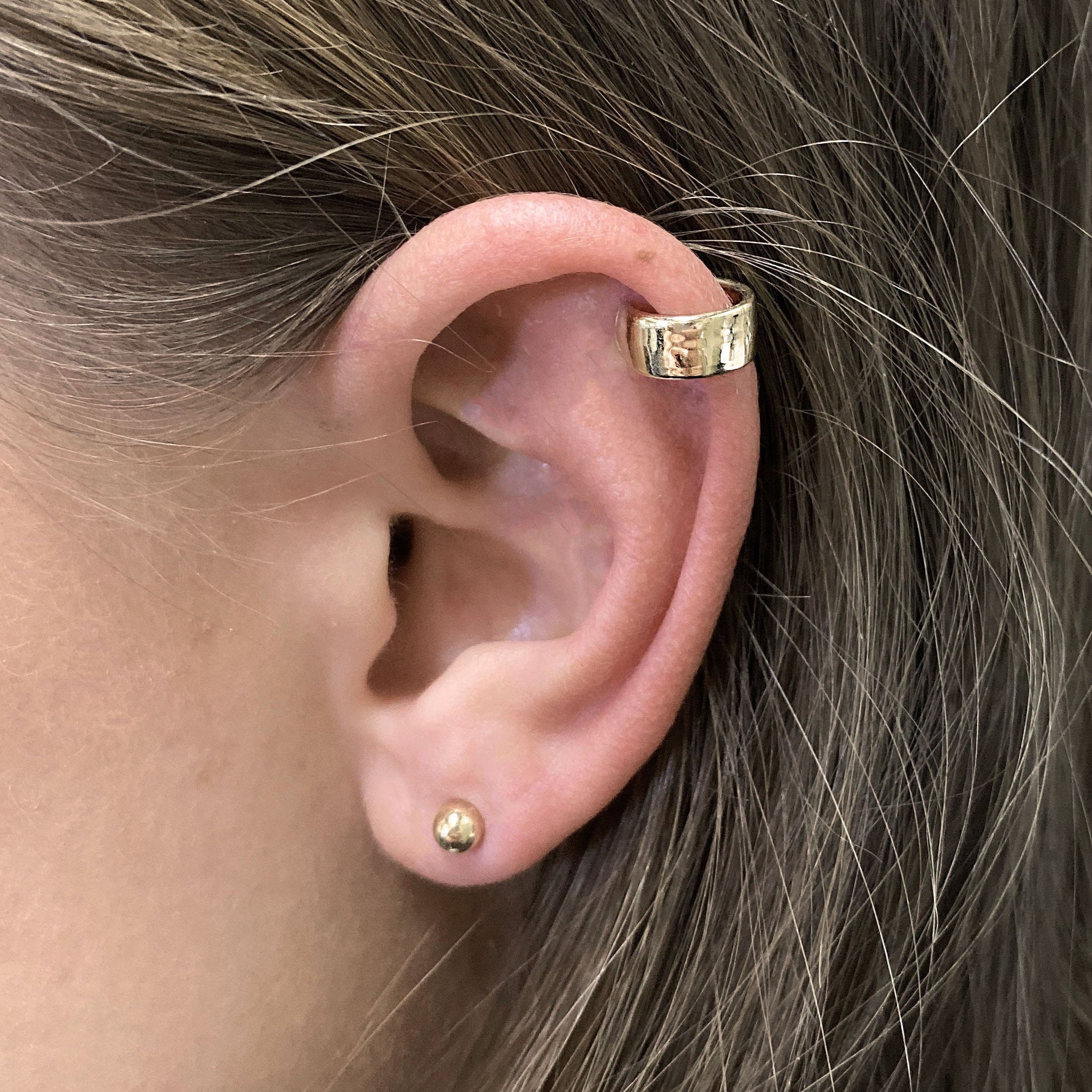 14K Solid Gold Ear Cuff - White gold, Yellow gold, Solid gold