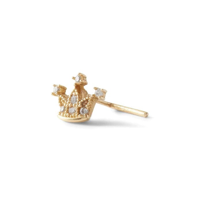 10K Solid Gold Nose Ring - Cubic zirconia, Yellow gold, Solid gold