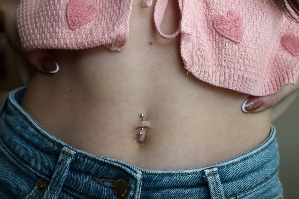 10K Solid Gold Belly Ring - Yellow gold, Solid gold, 10k