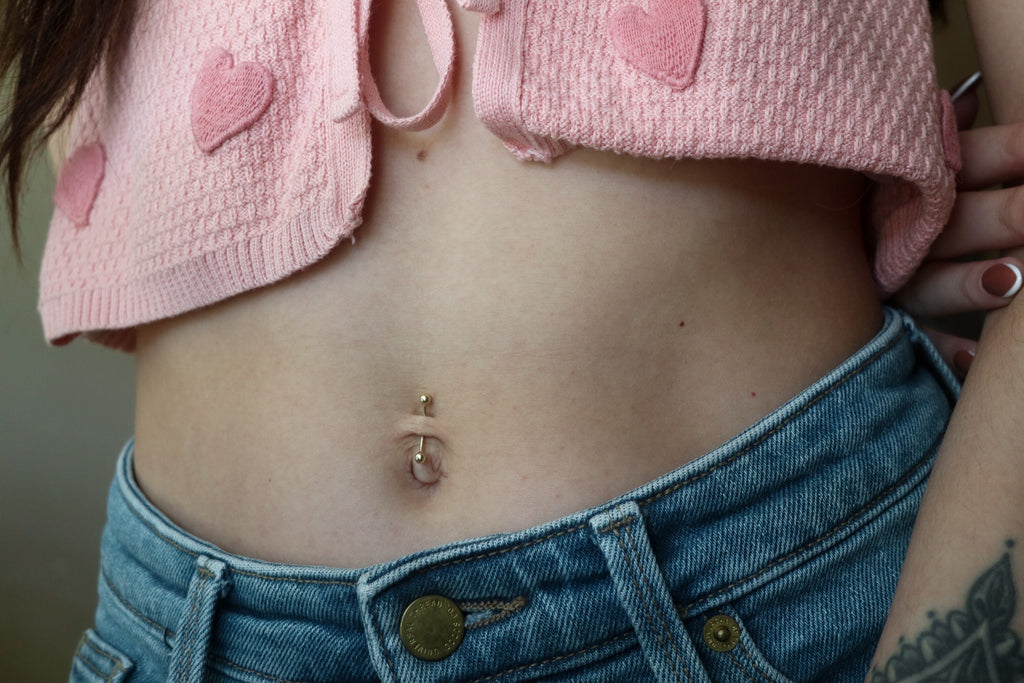10K Solid Gold Belly Ring - Yellow gold, Solid gold, 10k