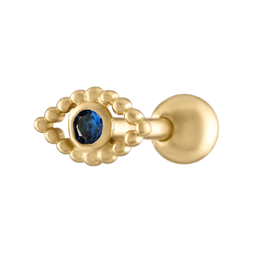 10K Solid Gold Cartilage with CZ in an Evil Eye design