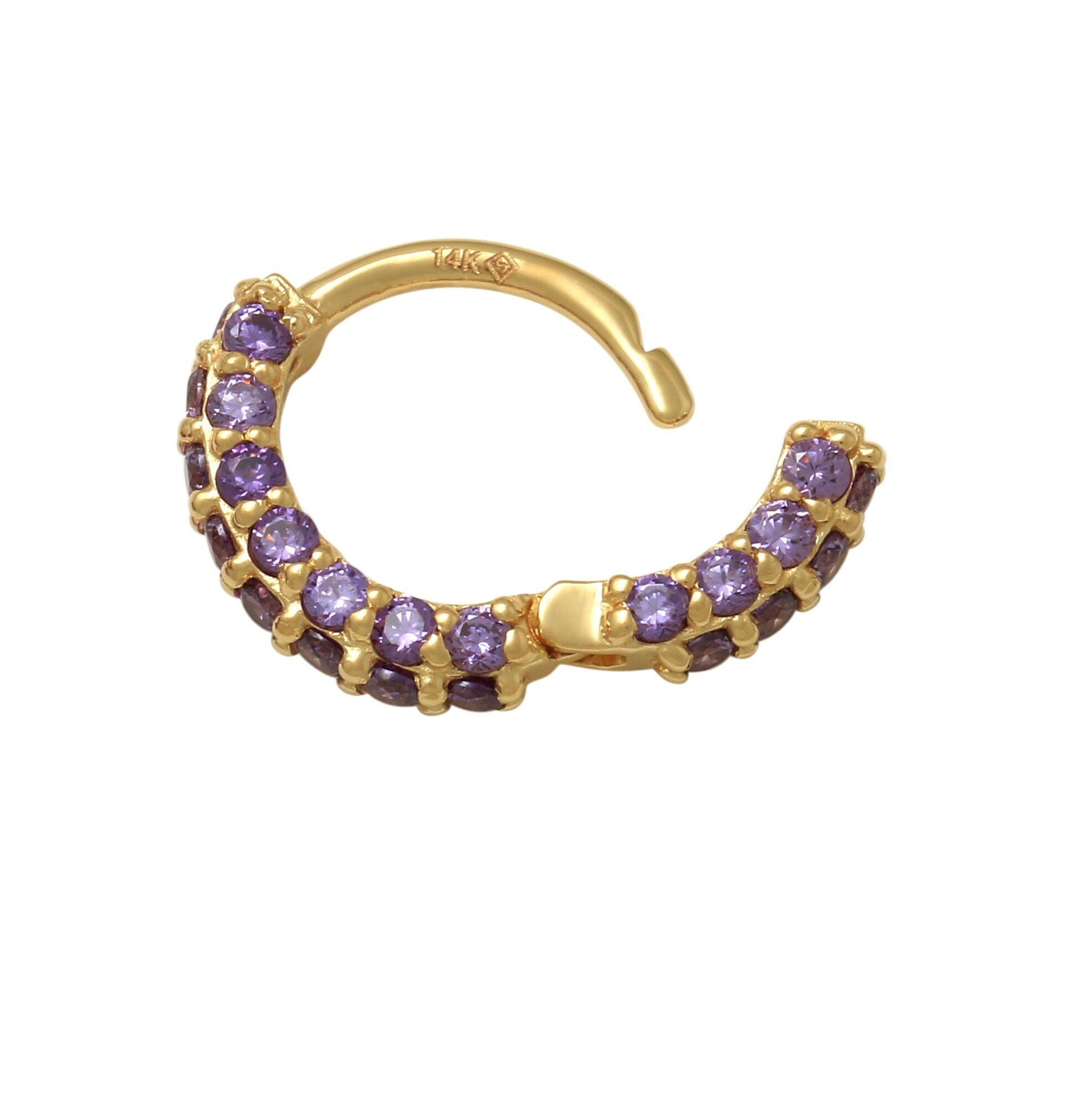14K Solid Gold 18G Clicker Cartilage - Yellow gold, Solid gold, 10k