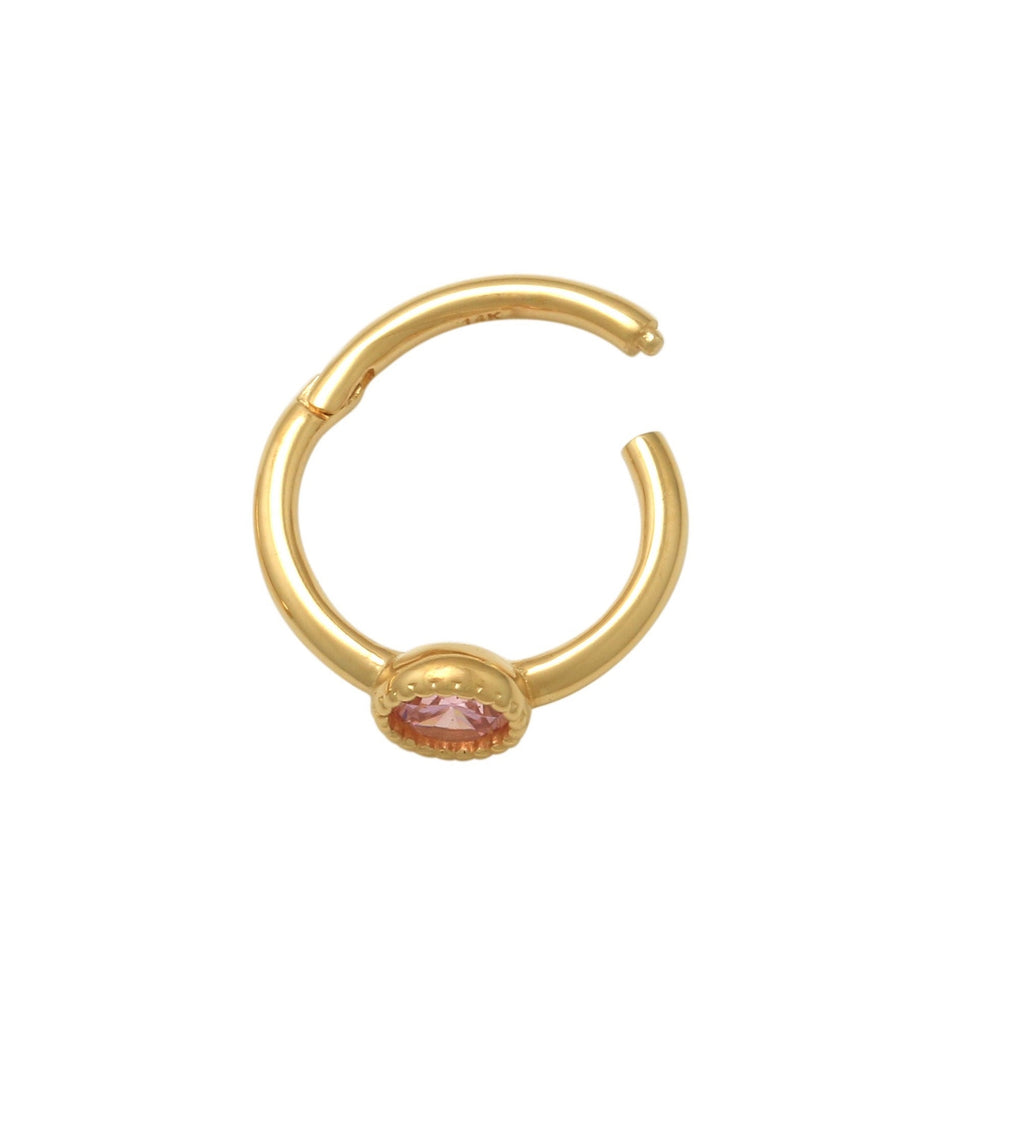 14kt Solid Gold 18G Clicker Cartilage - Cubic zirconia, Yellow gold, Solid gold