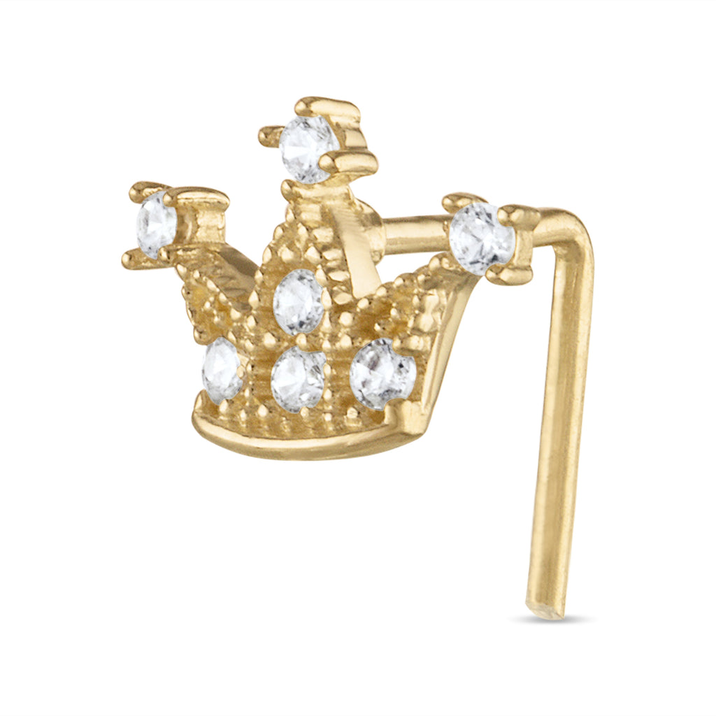 10K Solid Gold Nose Ring - Cubic zirconia, Yellow gold, Solid gold