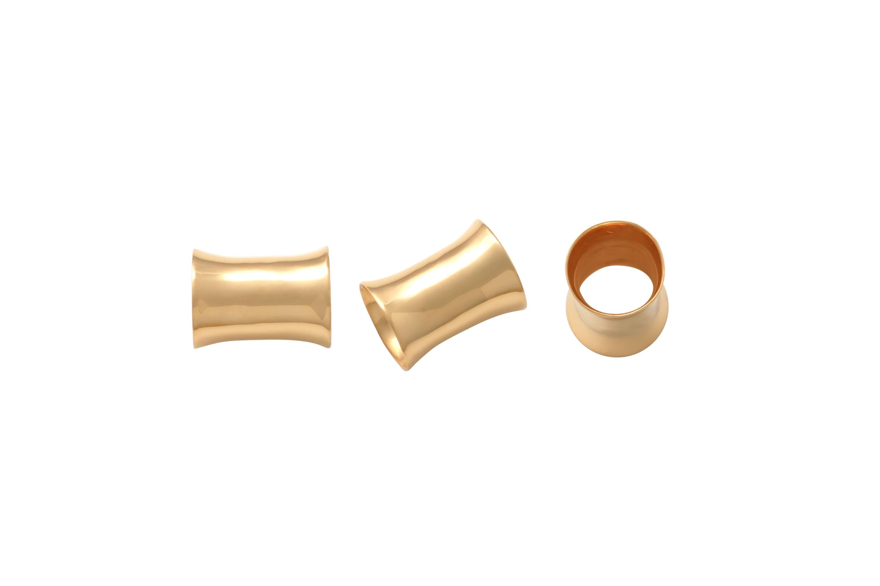 14K Solid Gold Double-Flared Ear Tunnels - Yellow gold, Solid gold, 14k