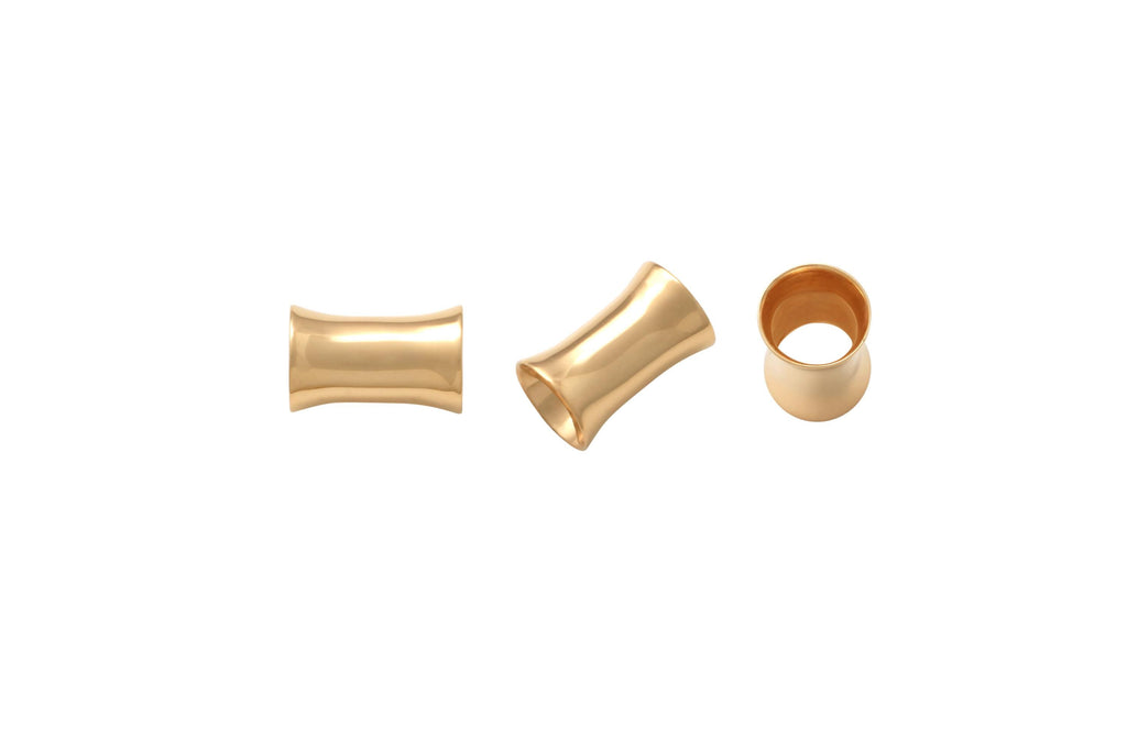 14K Solid Gold Double-Flared Ear Tunnels - Yellow gold, Solid gold, 14k