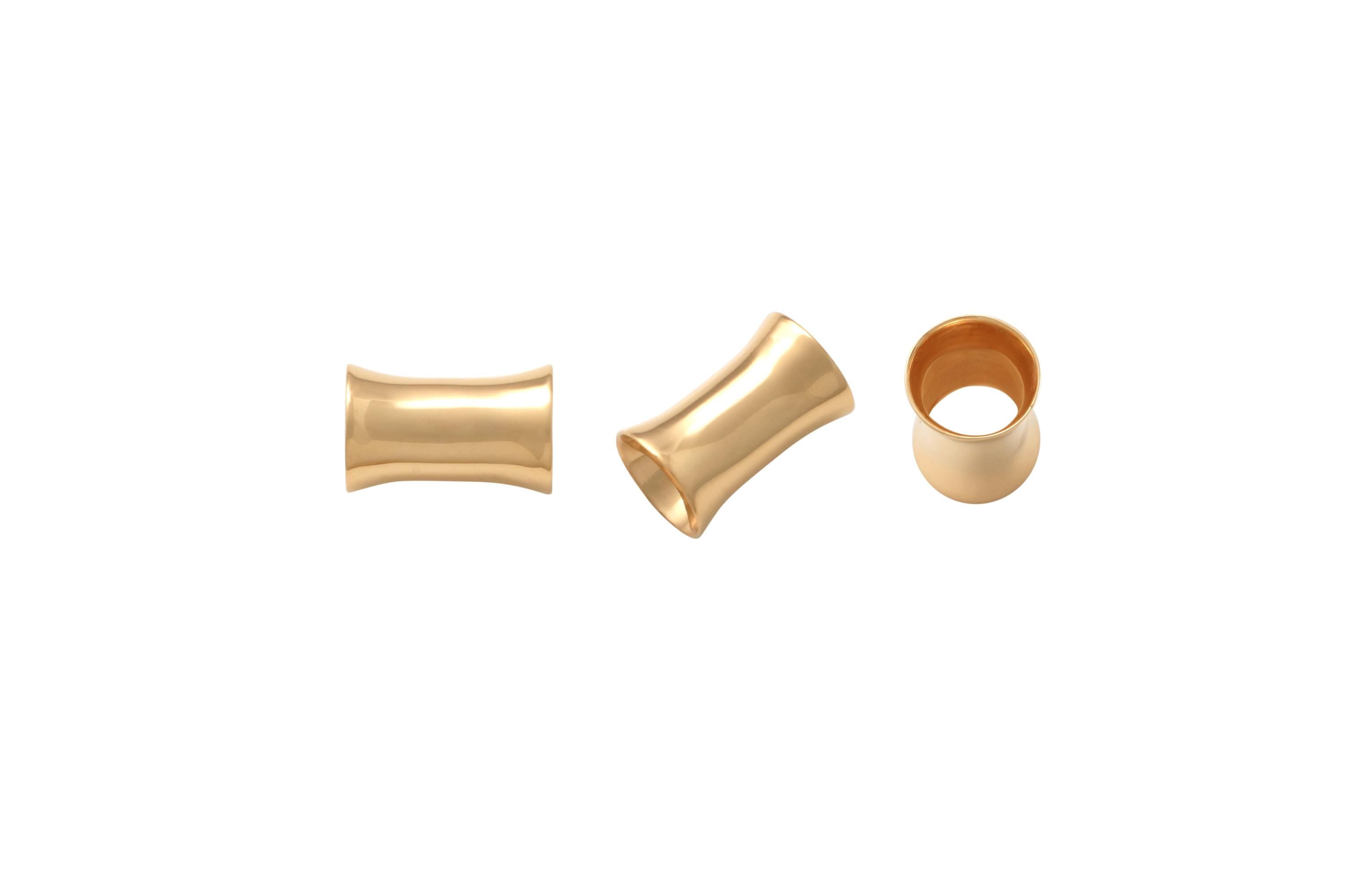 14K Solid Gold Double-Flared Ear Tunnels - Yellow gold, Solid gold, 14k