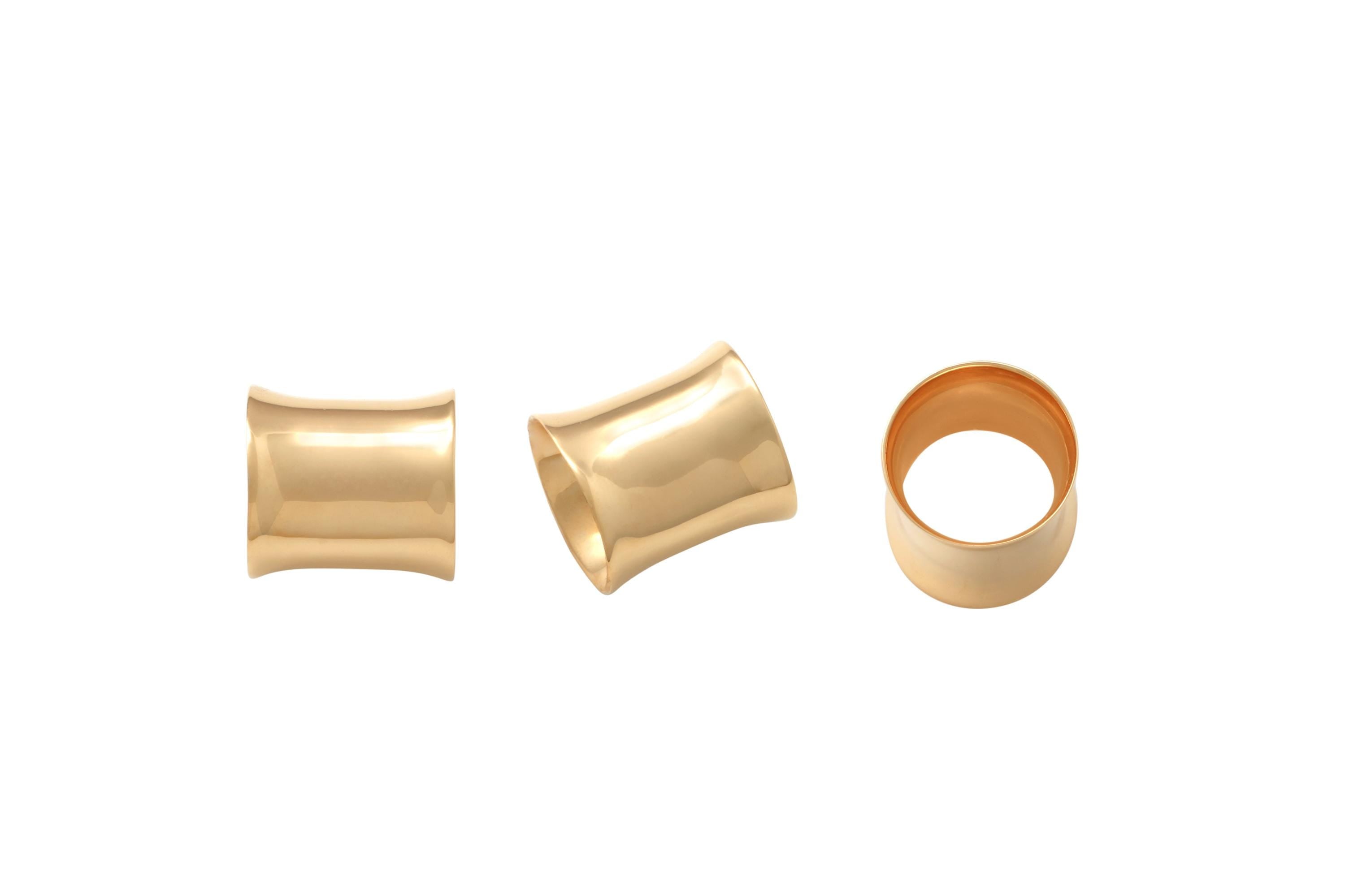 14K Solid Gold Double-Flared Ear Tunnels - Yellow gold, Solid gold, 14k
