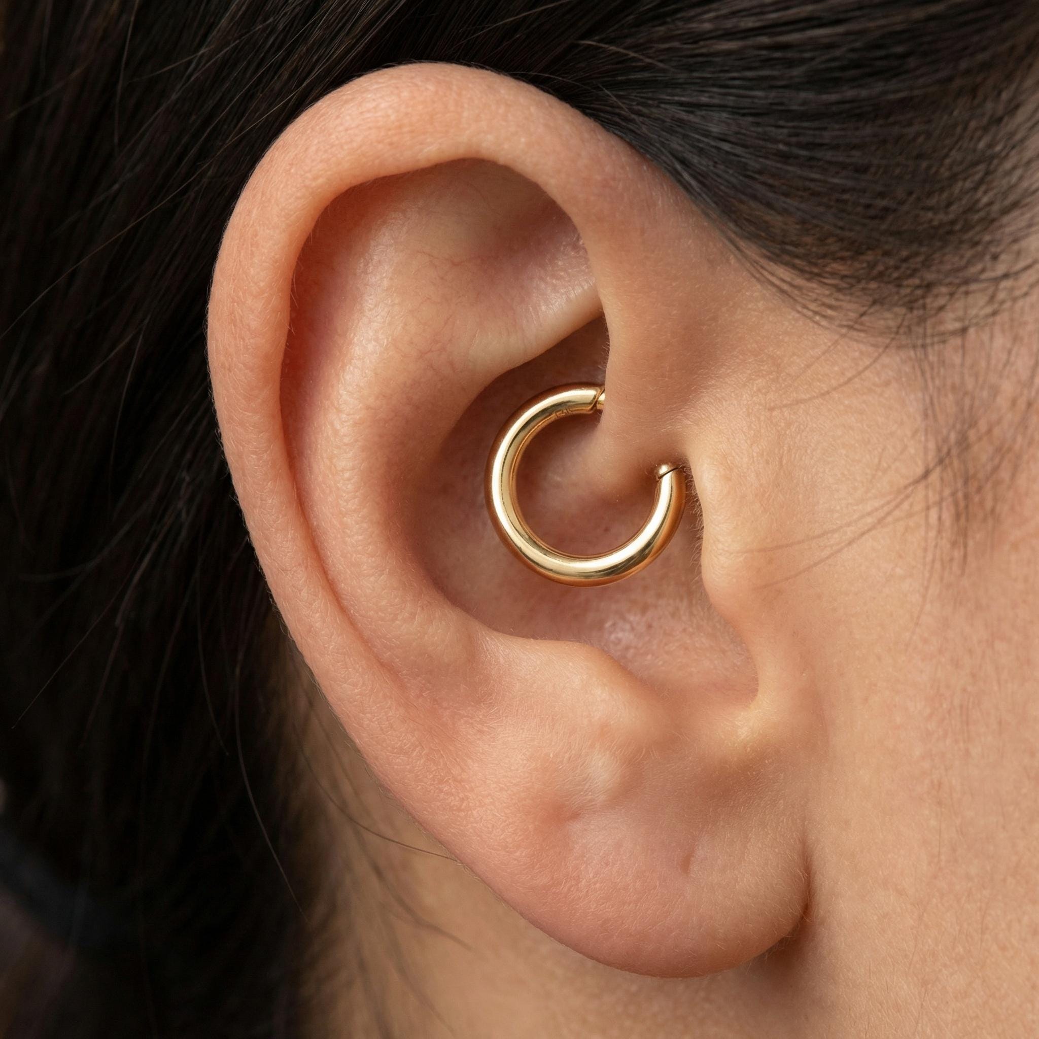 14K Solid Gold Captive Segment Hoop - Yellow gold, Solid gold, 14k