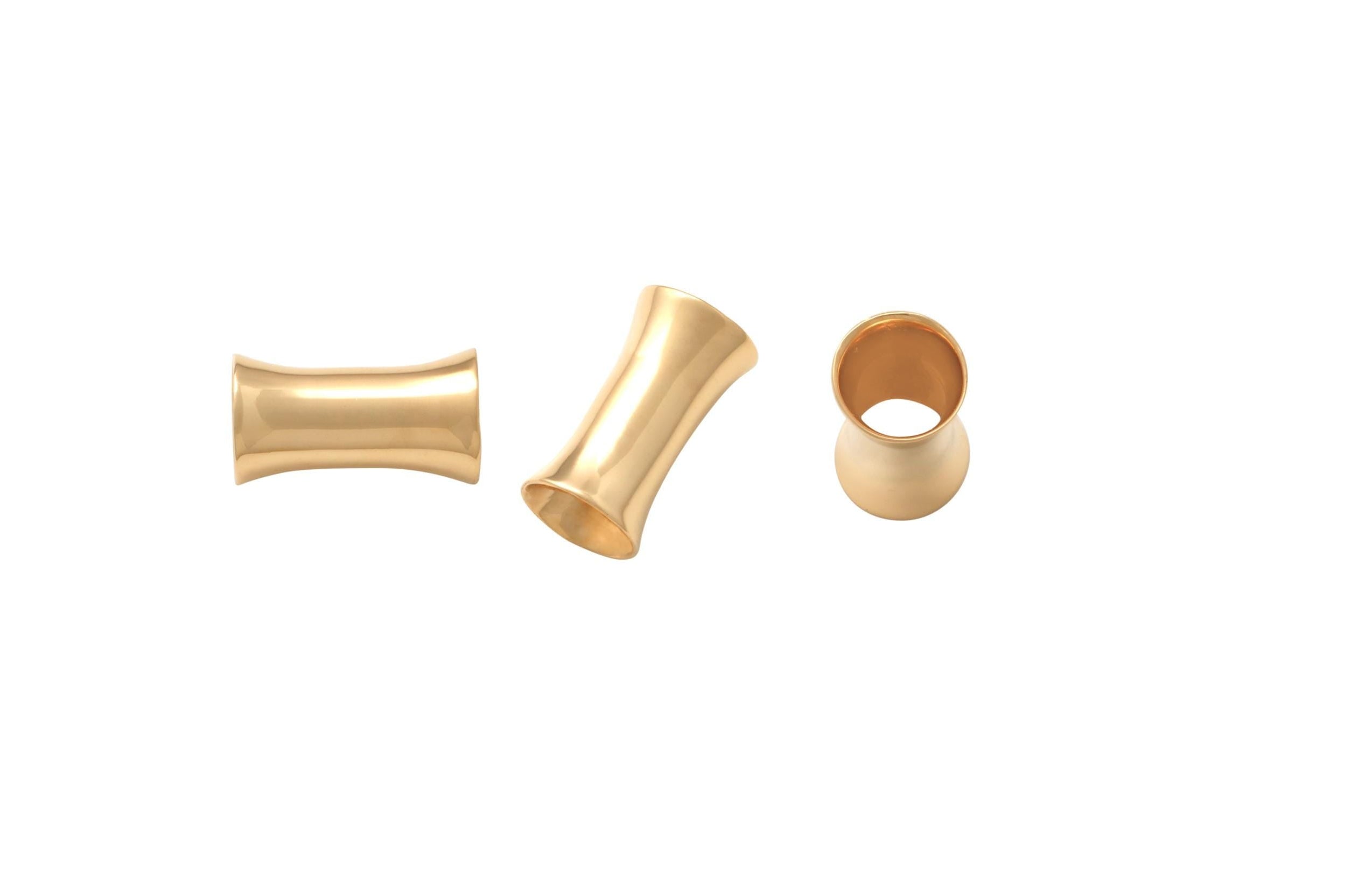 14K Solid Gold Double-Flared Ear Tunnels - Yellow gold, Solid gold, 14k