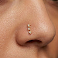 14K Solid Gold Star Nose Stud - Cubic zirconia, Yellow gold, Solid gold
