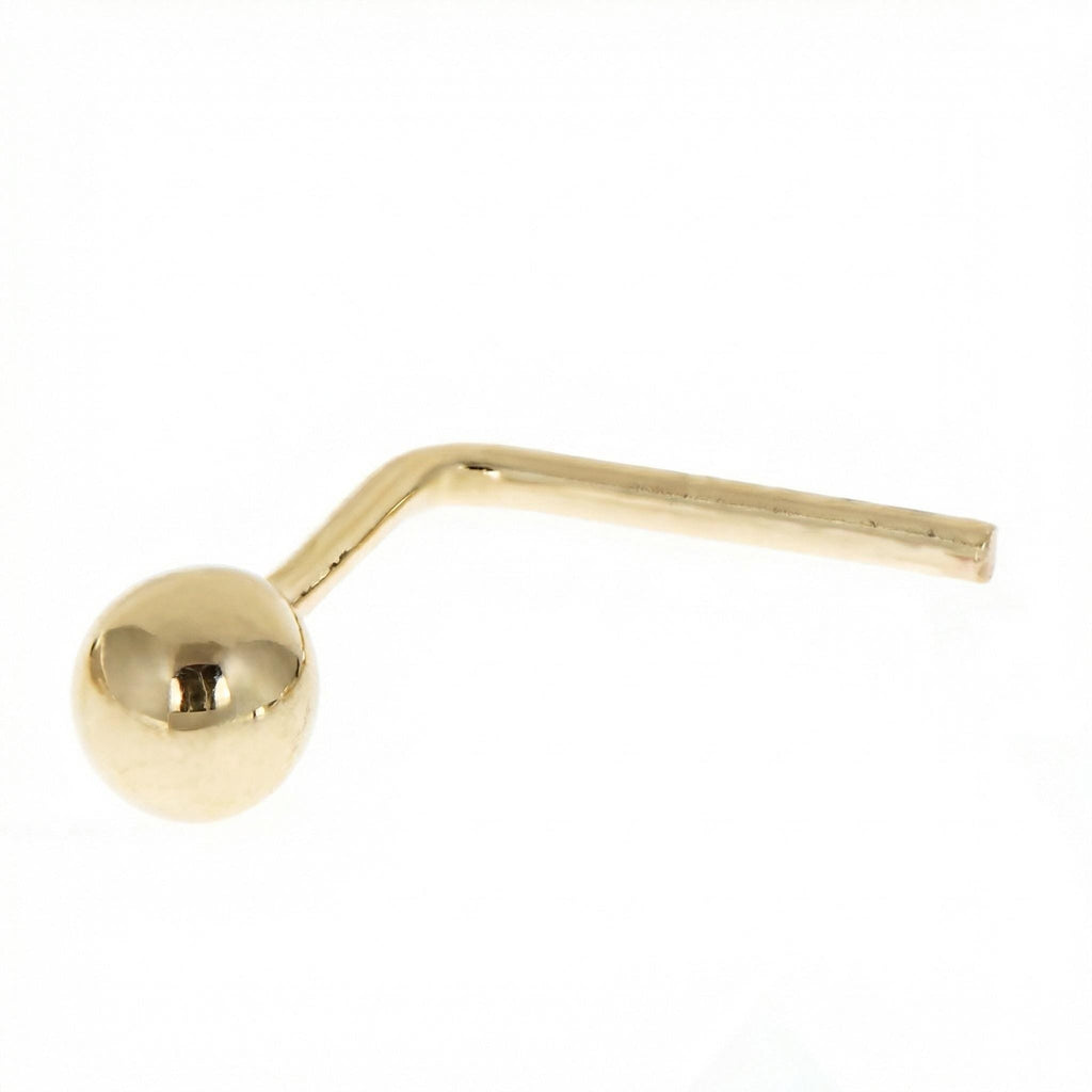 14K Solid Gold Nose Stud - Cubic zirconia, Yellow gold, Solid gold