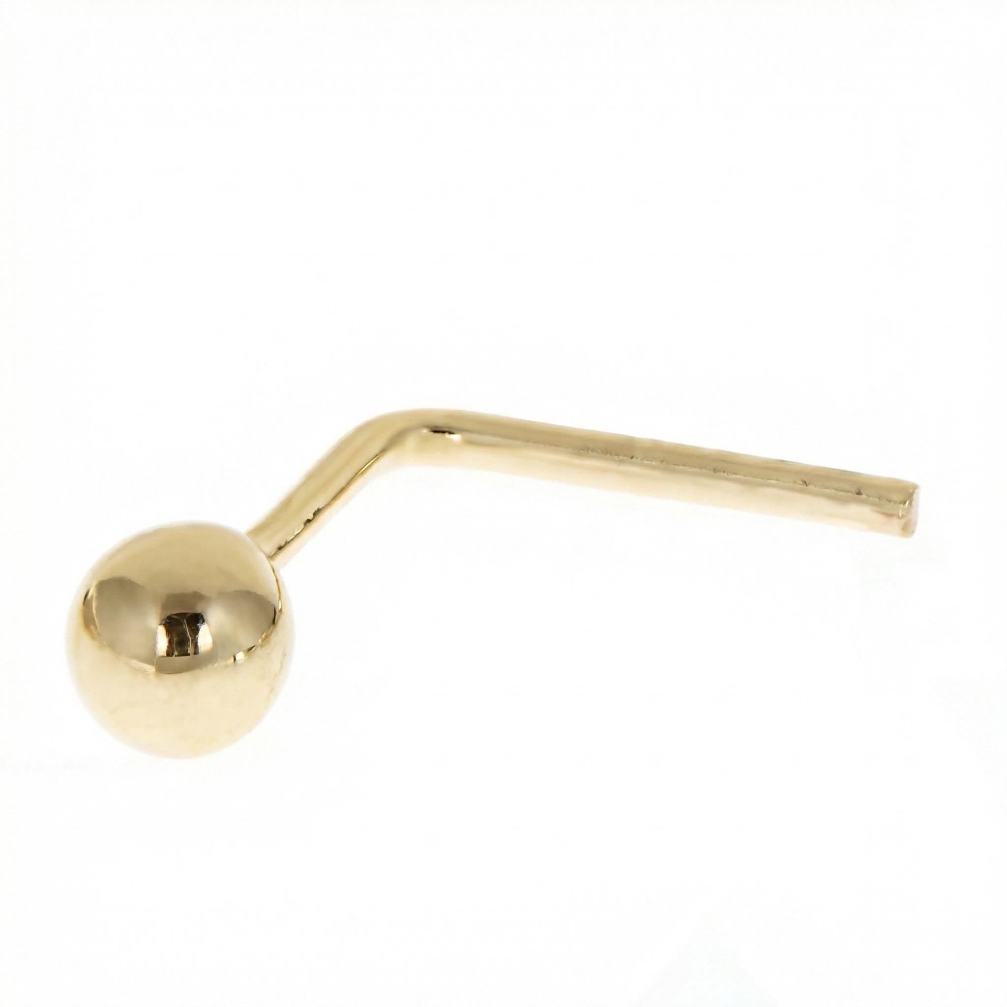 14K Solid Gold Nose Stud - Cubic zirconia, Yellow gold, Solid gold