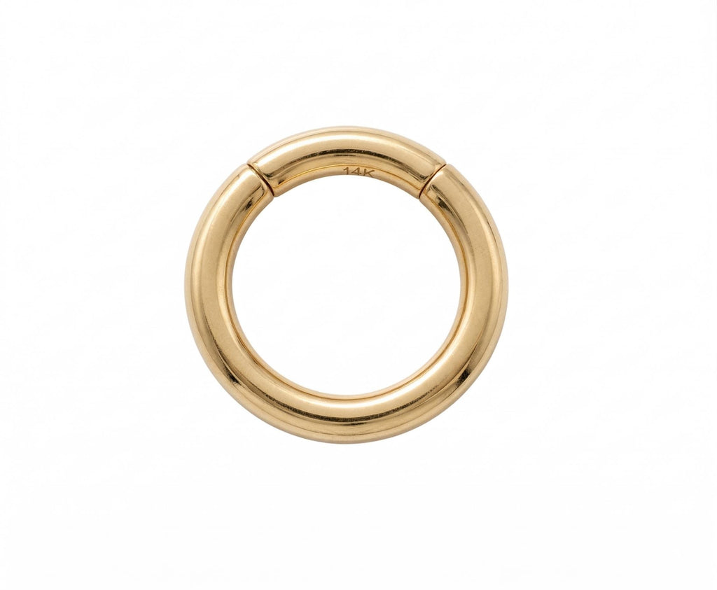 14K Solid Gold Captive Segment Hoop - Yellow gold, Solid gold, 14k