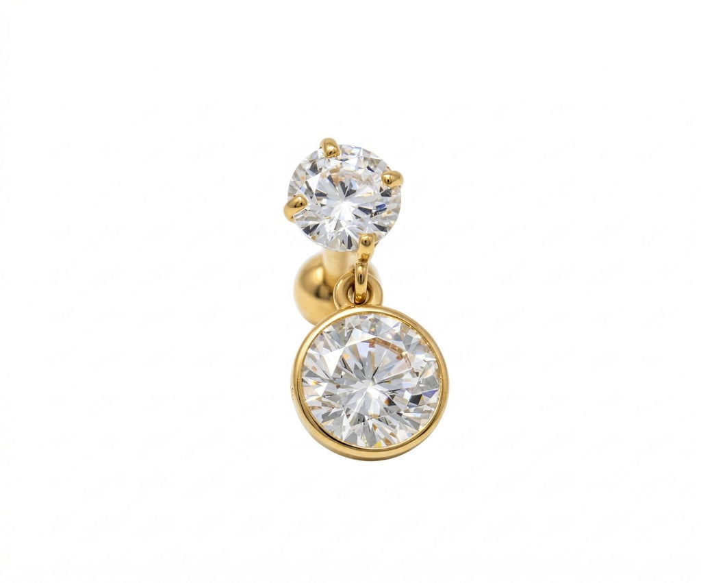 14KT Solid Gold - Cubic zirconia, Yellow gold, Solid gold
