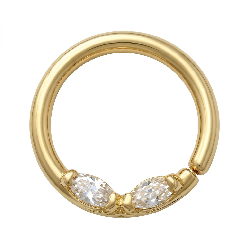 10K Solid Gold CZ Nose Hoop - Yellow gold, Solid gold, 10k
