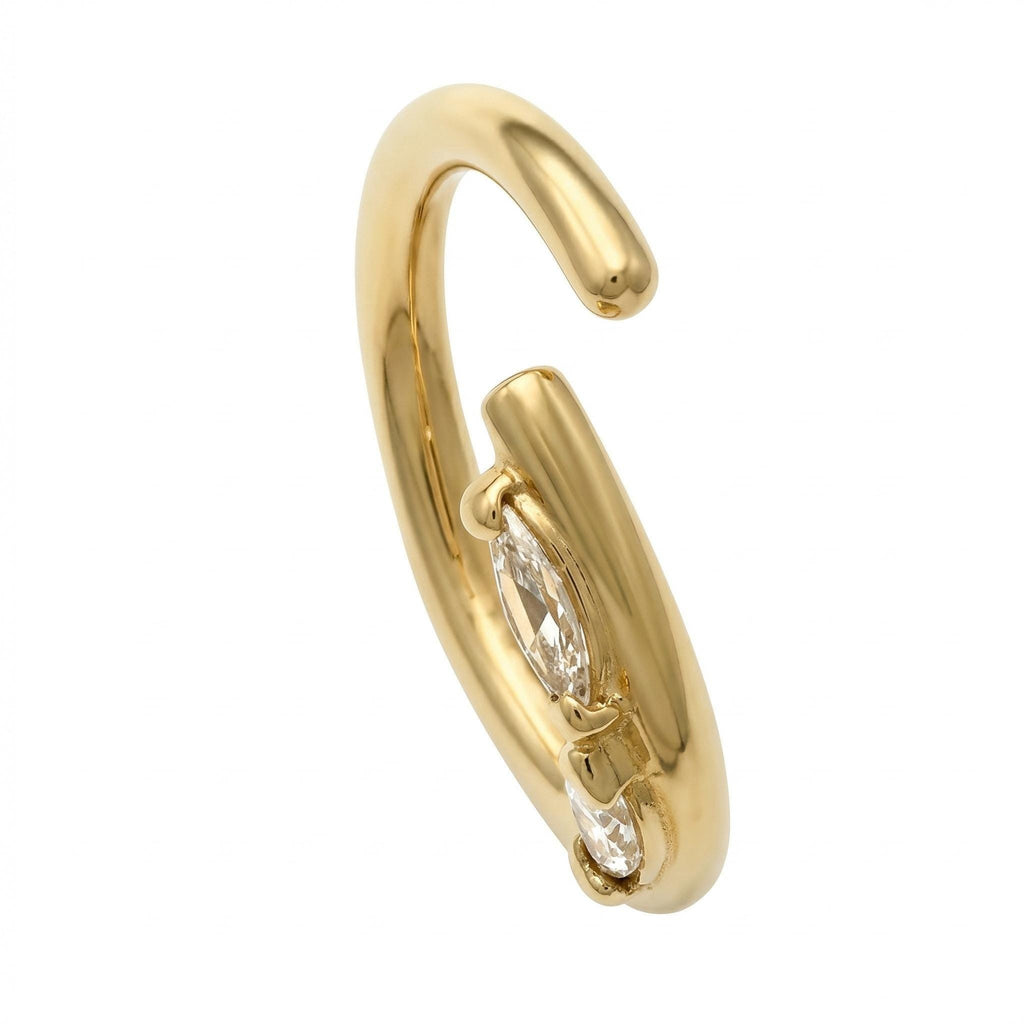 10K Solid Gold CZ Nose Hoop - Yellow gold, Solid gold, 10k