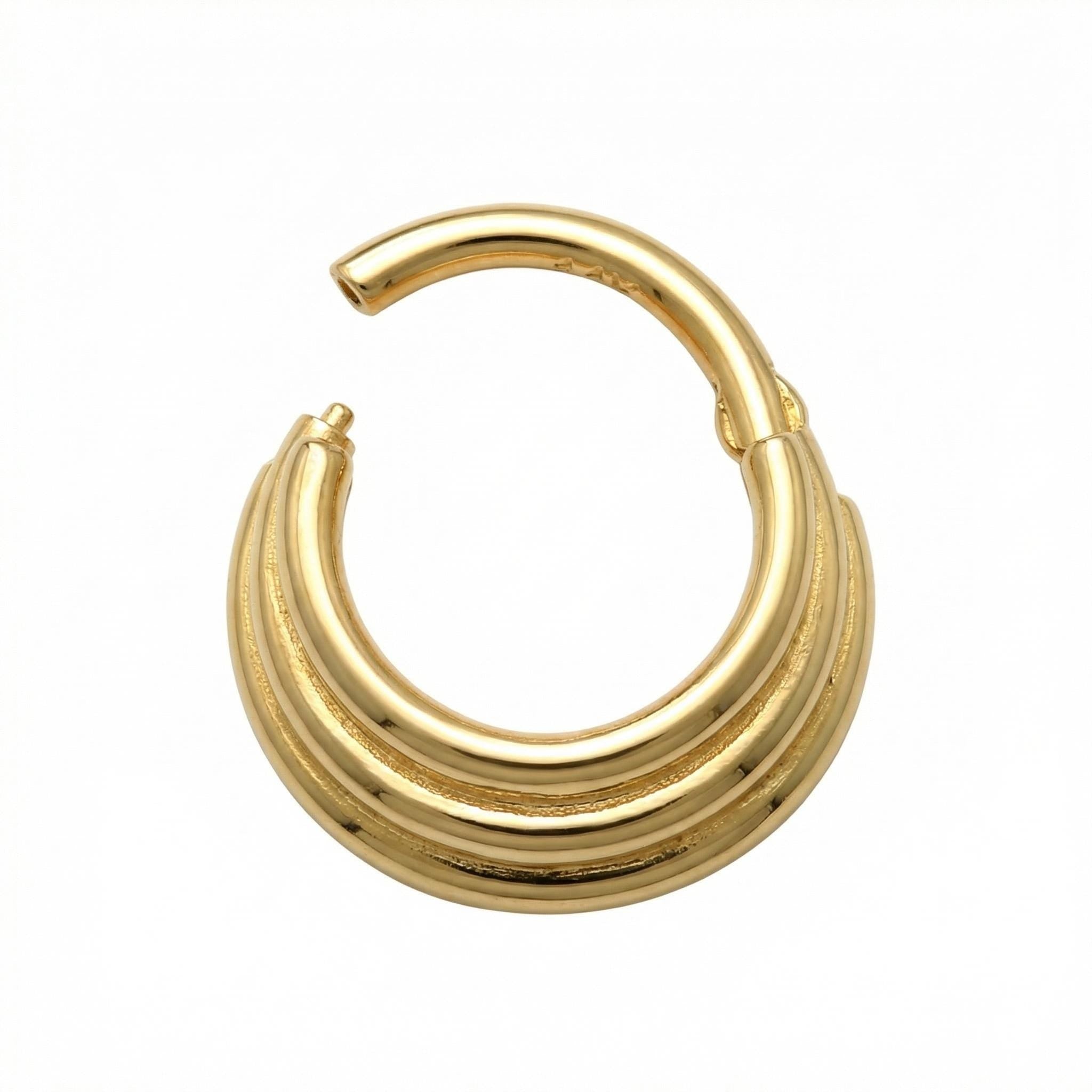 10K Solid Gold Clicker Hoop - Yellow gold, Solid gold, 10k