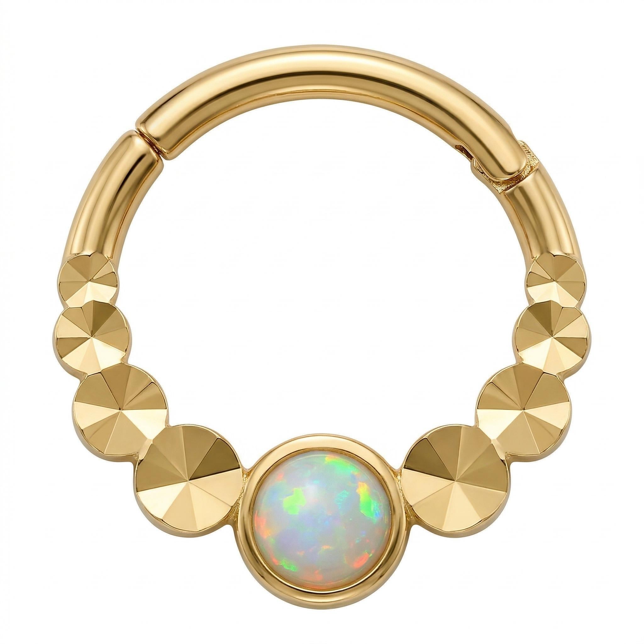 10K Solid Gold Opal Daith Ring - Opal, Yellow gold, Solid gold