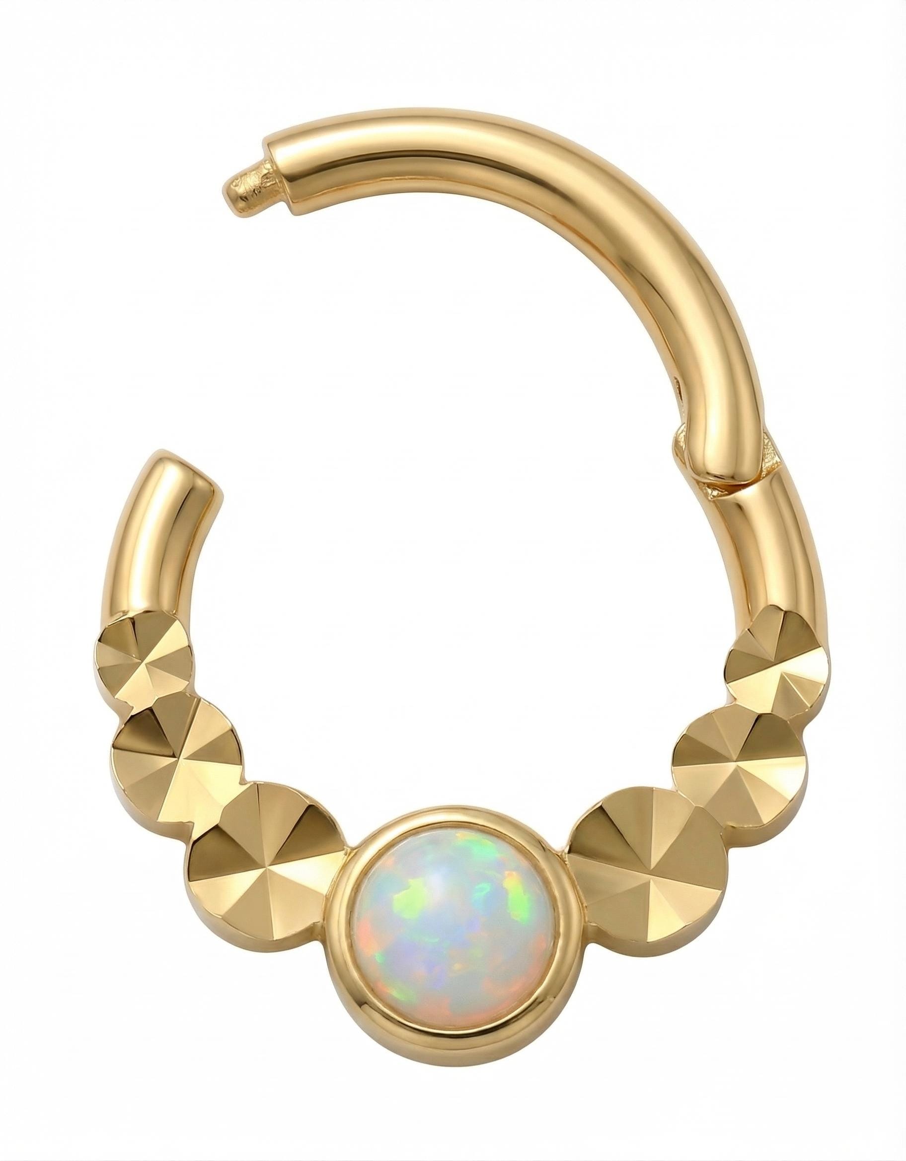 10K Solid Gold Opal Daith Ring - Opal, Yellow gold, Solid gold