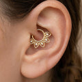 10K Solid Gold CZ Daith Ring - Cubic zirconia, Yellow gold, Solid gold