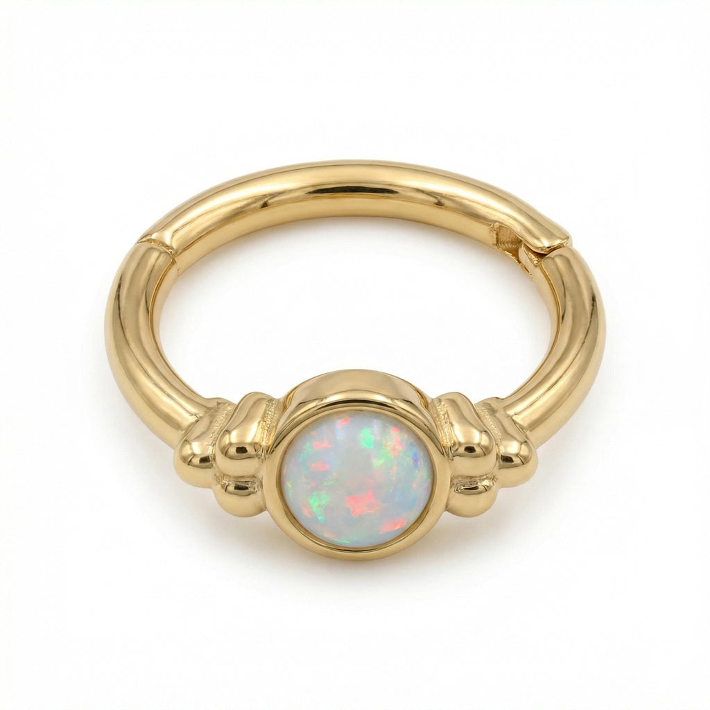 10K Solid Gold Opal Helix Ring - Opal, Yellow gold, Solid gold