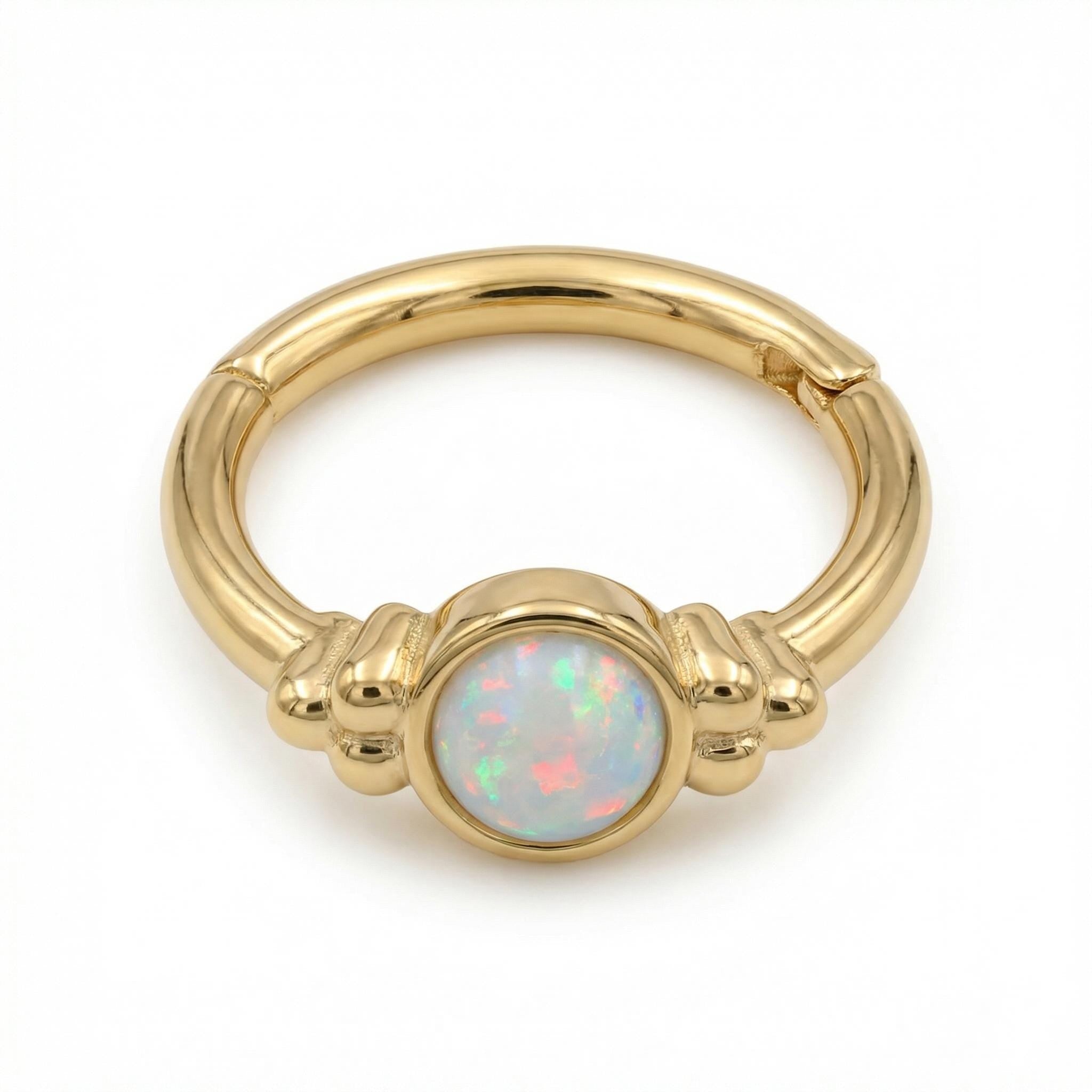 10K Solid Gold Opal Helix Ring - Opal, Yellow gold, Solid gold