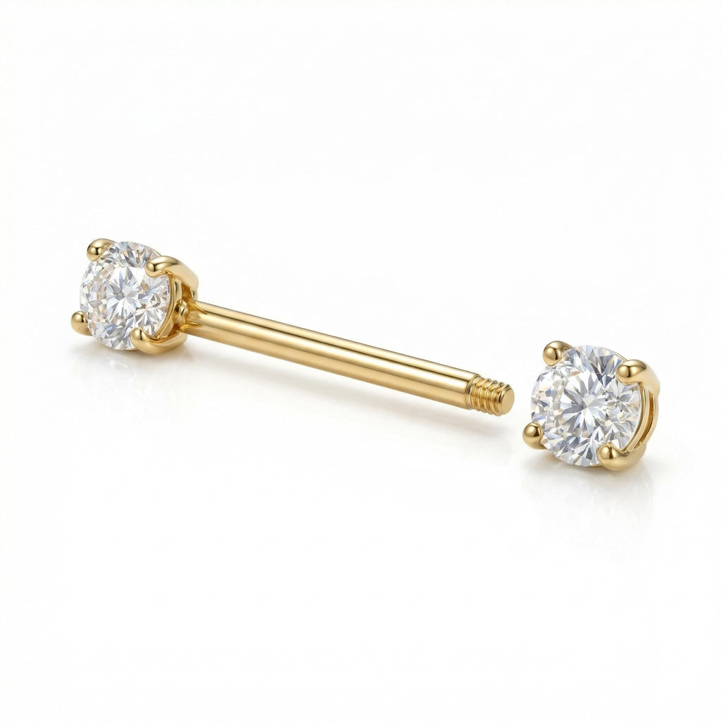 14K Solid Gold Nipple Ring - Gold, Solid gold, 14k