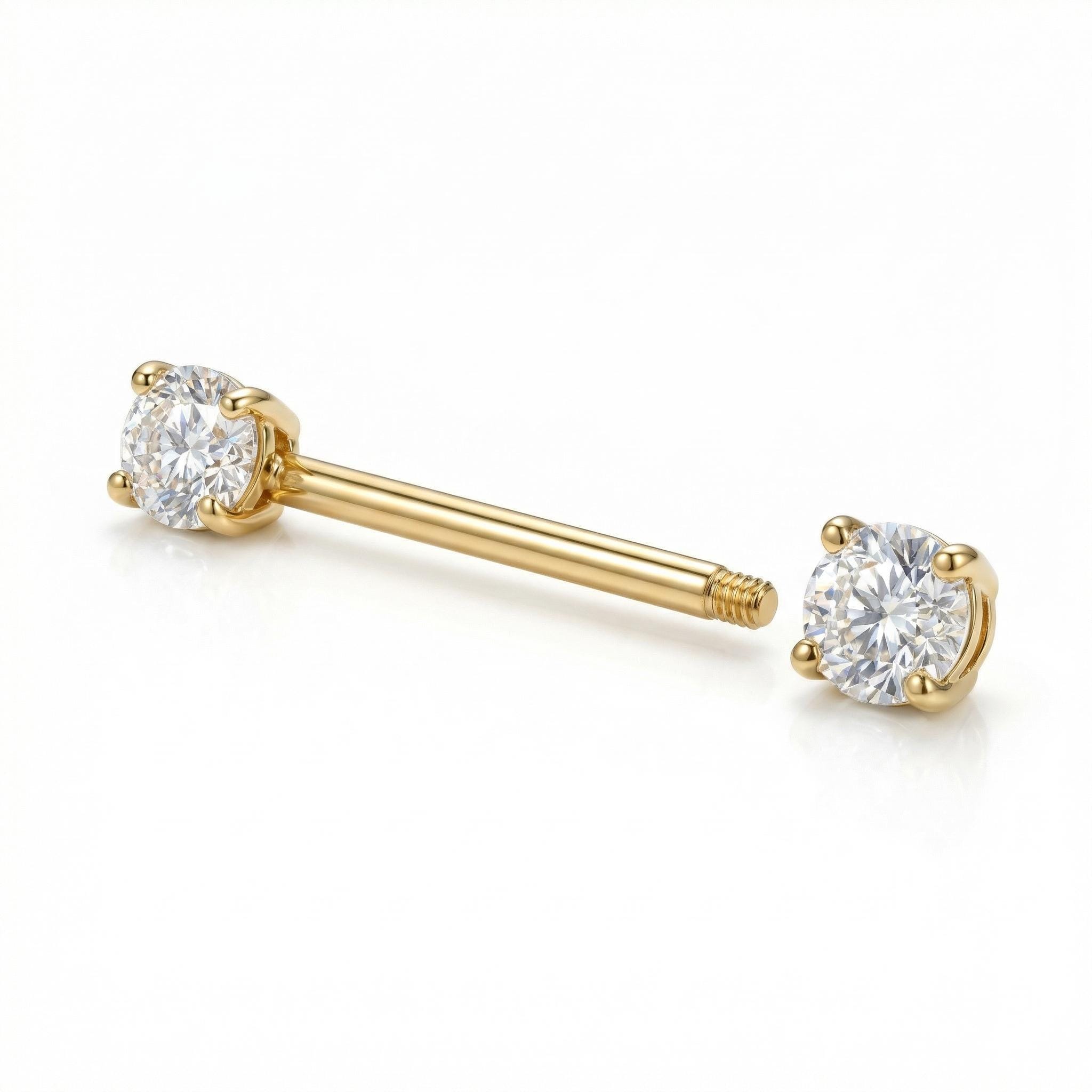 14K Solid Gold Nipple Ring - Gold, Solid gold, 14k