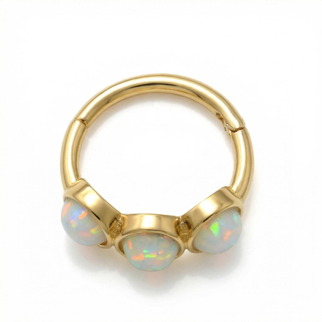 10K Solid Gold Opal Septum Ring - Opal, Yellow gold, Solid gold