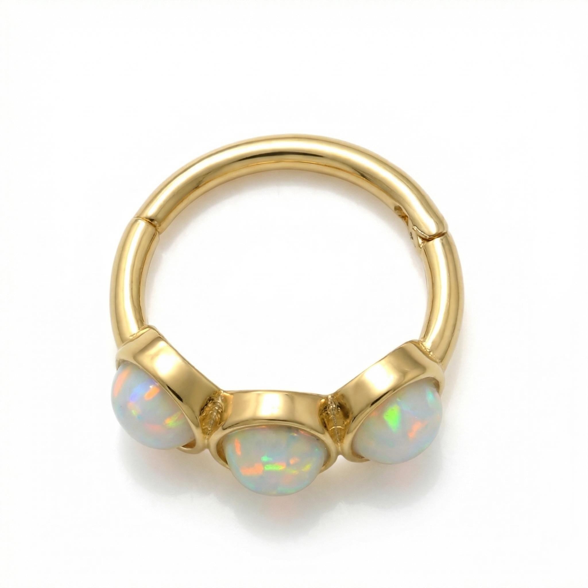 10K Solid Gold Opal Septum Ring - Opal, Yellow gold, Solid gold