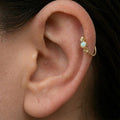 10K Solid Gold Opal Clicker Hoop - Opal, Yellow gold, Solid gold