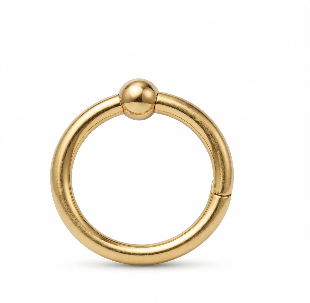 10K Solid Gold Ball Clicker Hoop - Yellow gold, Solid gold, 10k