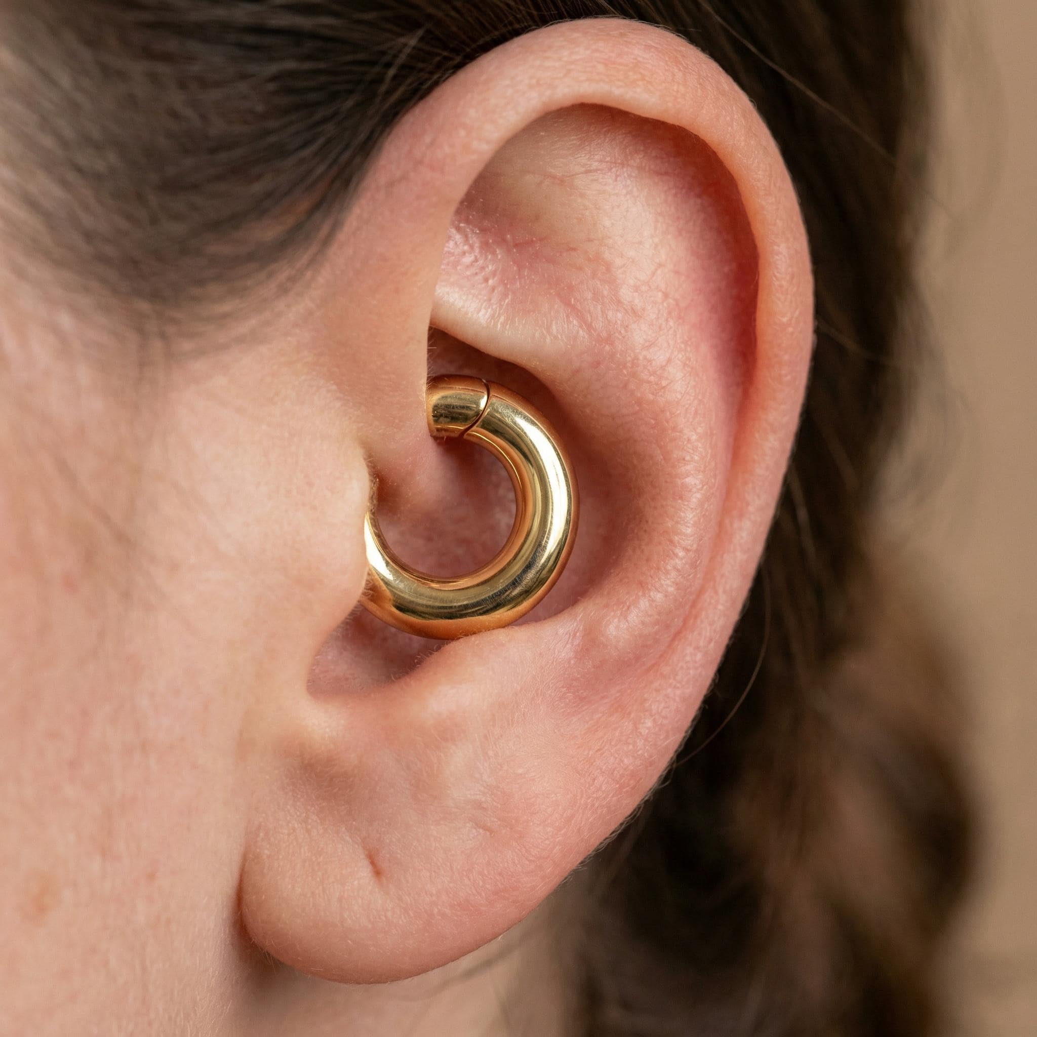 18K Solid Gold Clicker Hoop - Yellow gold, Solid gold, 18k