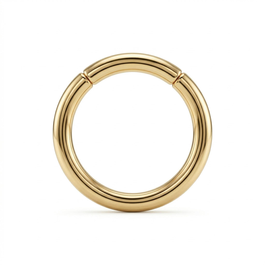 14K Solid Gold Captive Segment Hoop - Yellow gold, Solid gold, 14k