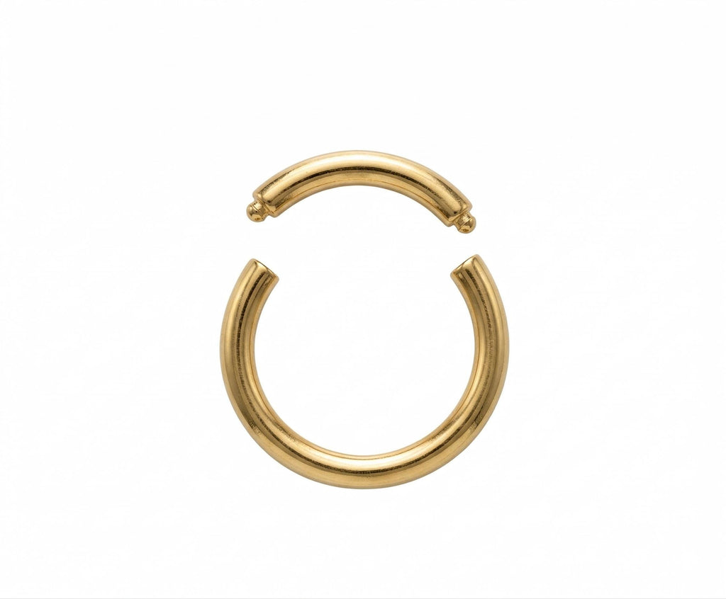 14K Solid Gold Captive Segment Hoop - Yellow gold, Solid gold, 14k
