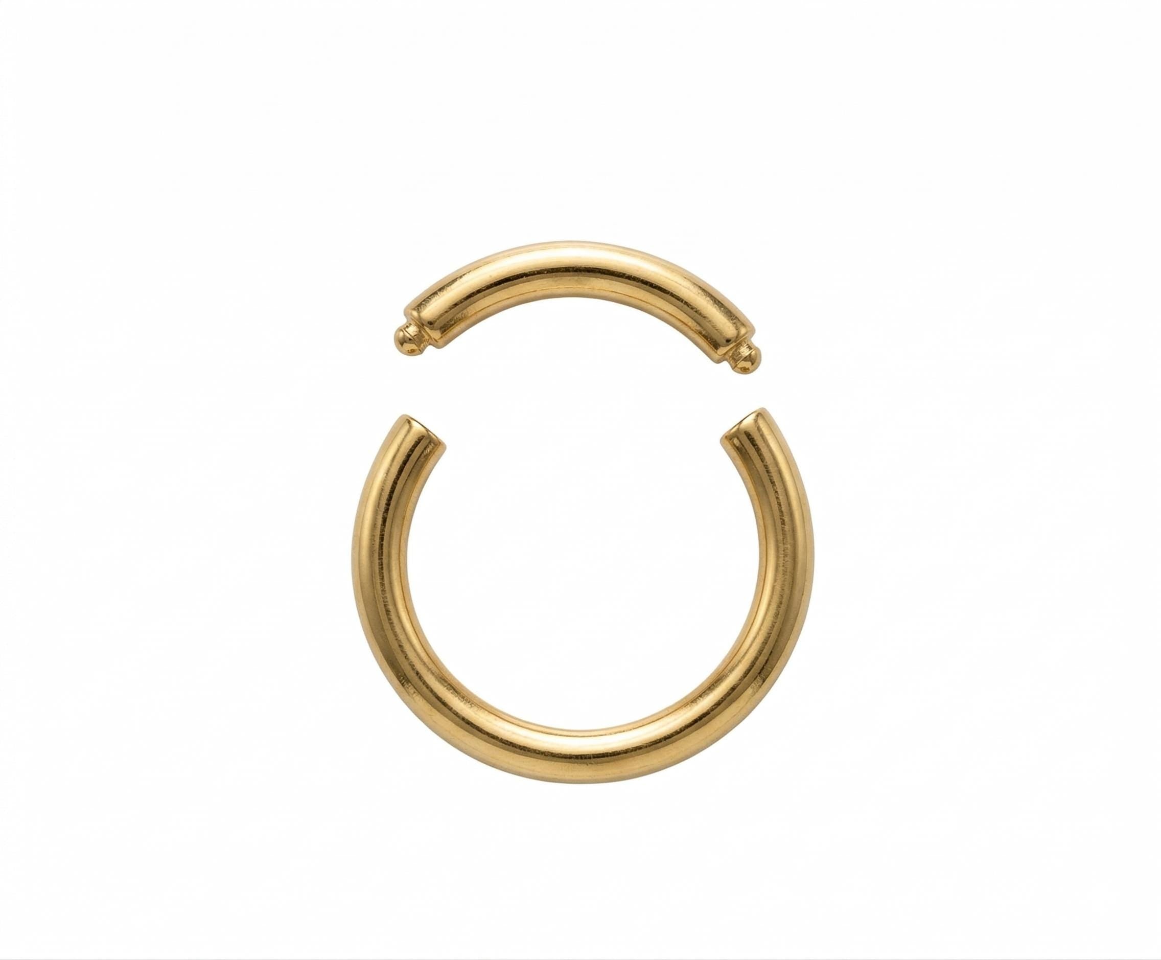 14K Solid Gold Captive Segment Hoop - Yellow gold, Solid gold, 14k