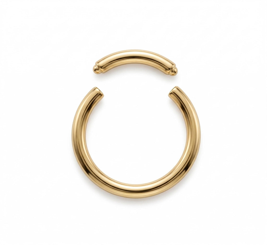 14K Solid Gold Captive Segment Hoop - Yellow gold, Solid gold, 14k