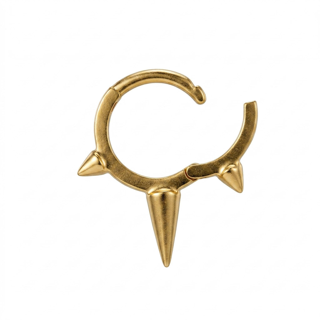 14K Solid Gold Spike Septum Ring - Yellow gold, Solid gold, 14k