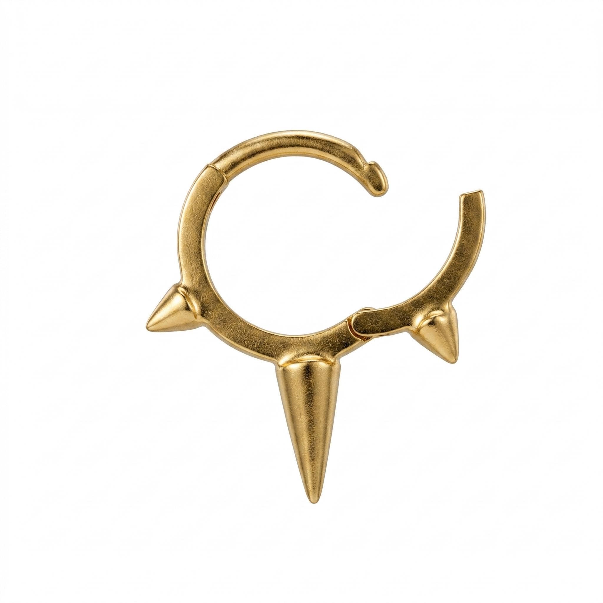 14K Solid Gold Spike Septum Ring - Yellow gold, Solid gold, 14k