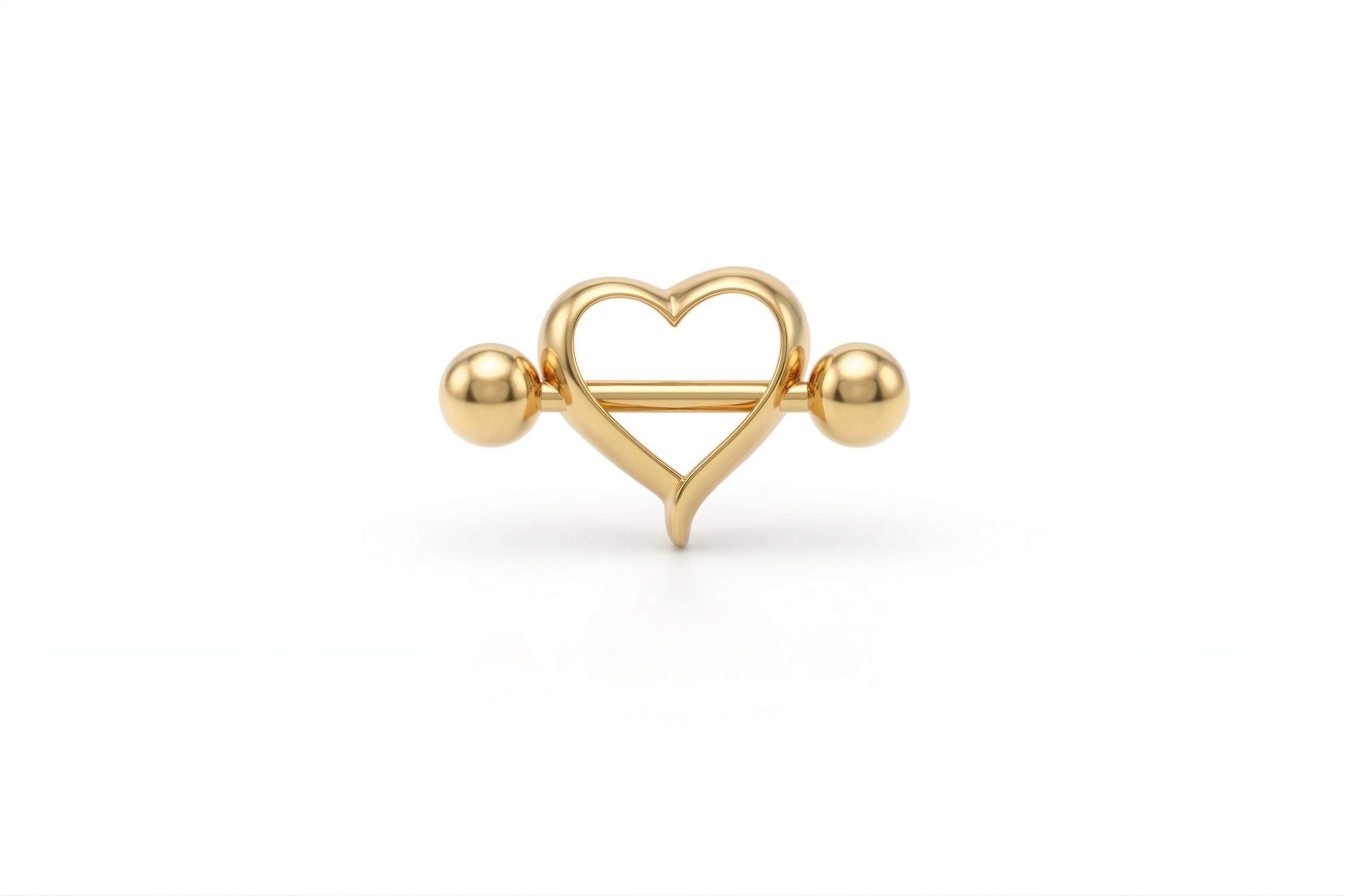 14K Solid Gold Nipple Ring - Gold, Solid gold, 14k