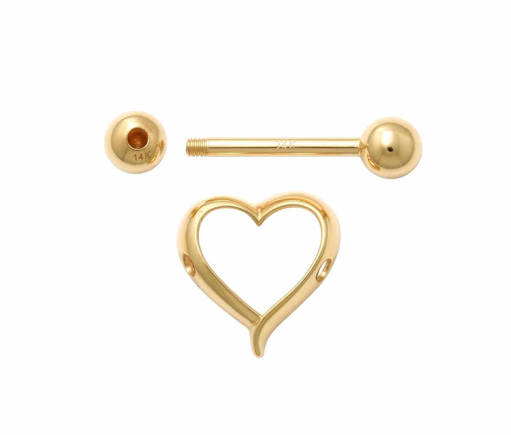 14K Solid Gold Nipple Ring - Gold, Solid gold, 14k