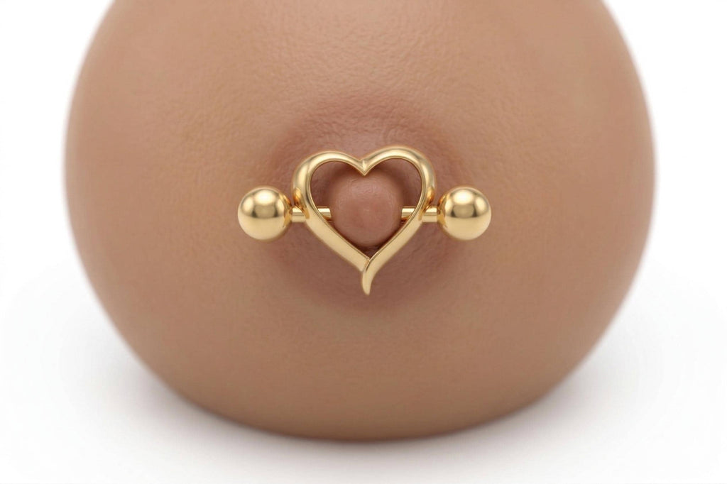14K Solid Gold Nipple Ring - Gold, Solid gold, 14k