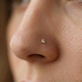 10K Solid Gold Triangle Nose Stud - Cubic zirconia, Yellow gold, Solid gold