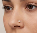 14K Solid Gold Nose Stud - Cubic zirconia, Yellow gold, Solid gold