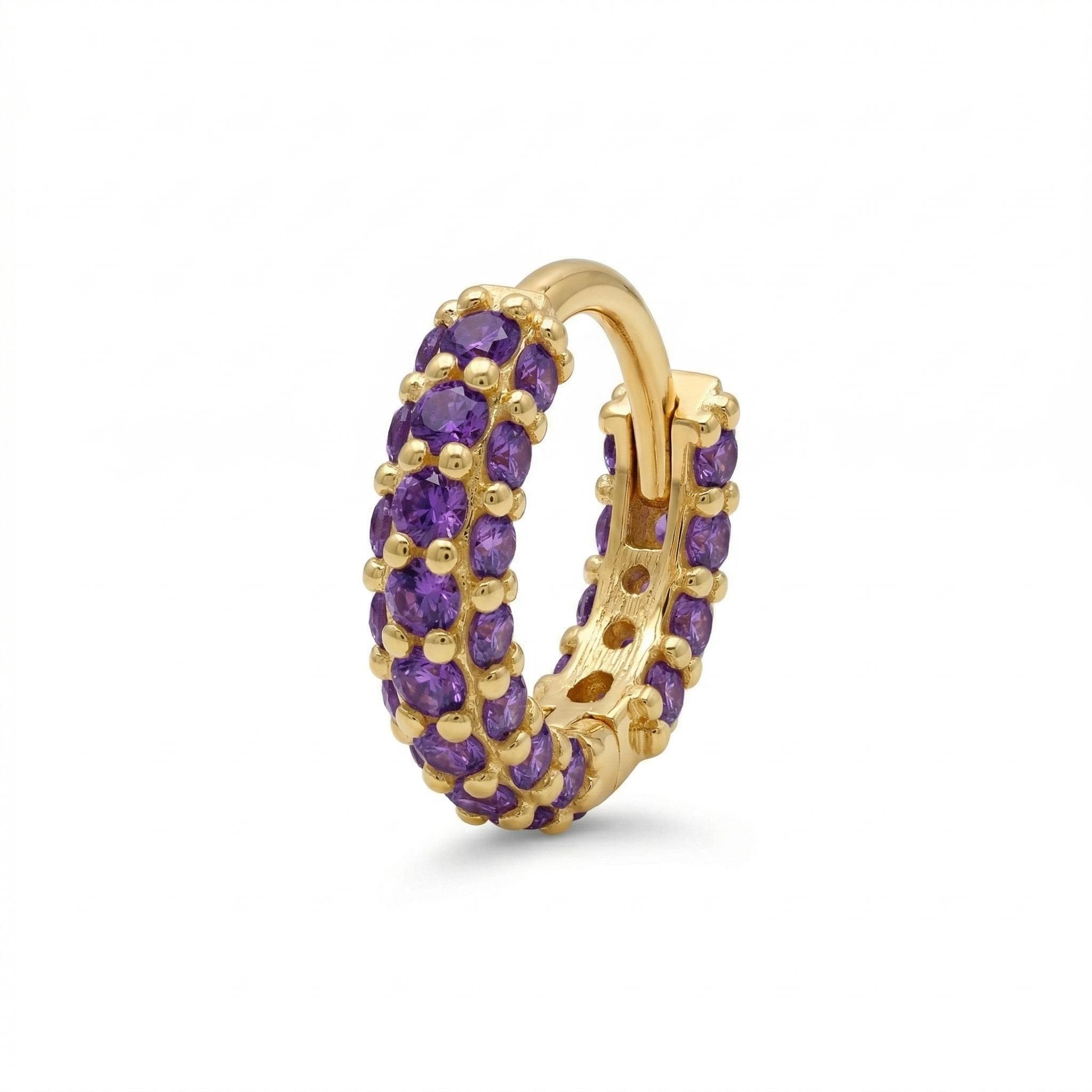 14K Solid Gold 18G 8mm CZ Clicker Cartilage Hoop – Zahav Jewelry